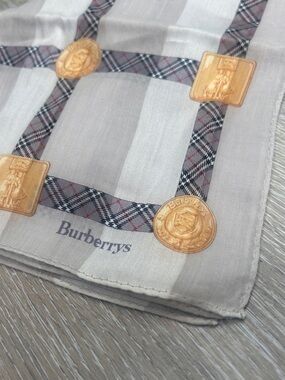 Vintage Burberrys Plaid Scarf with Gold Medallion Accents • Rare Collectible